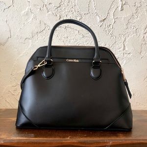 Calvin Klein Leather Satchel Handbag Black